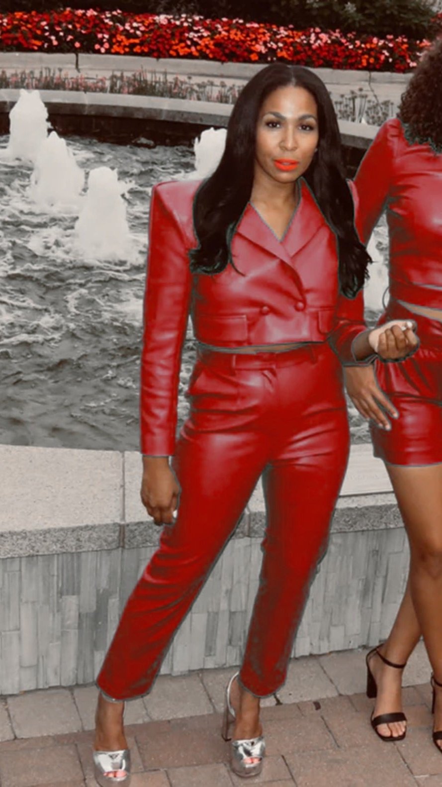 Vegan Leather Straight Leg Pant Crimson Red