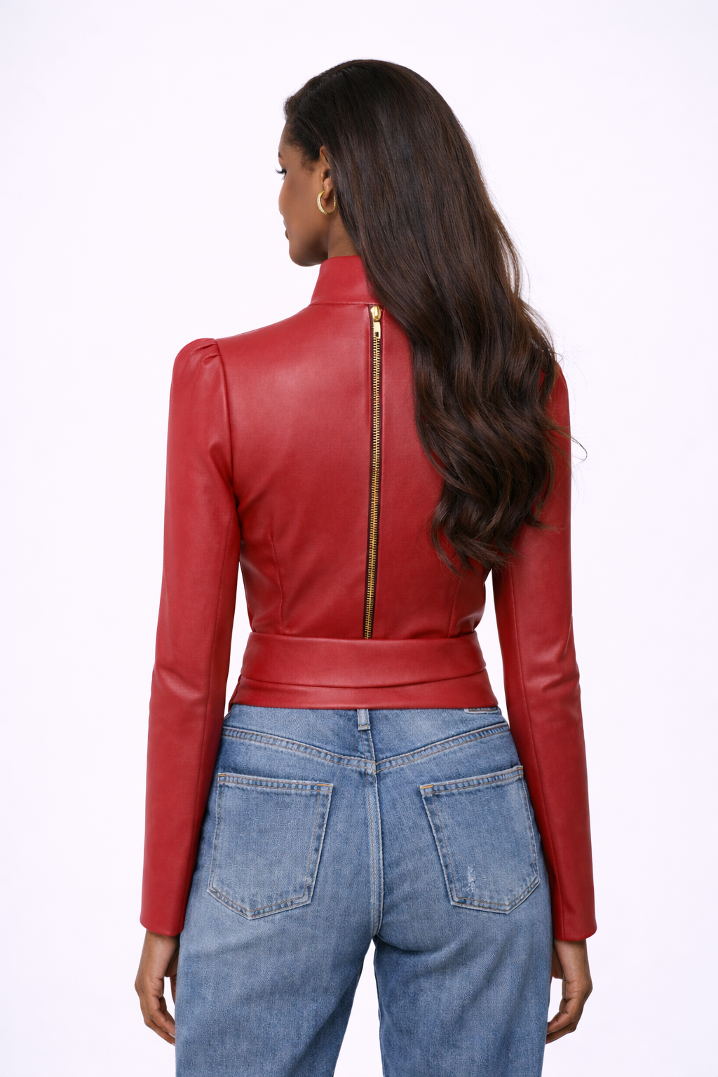 Vegan Leather Tie Top Crimson Red