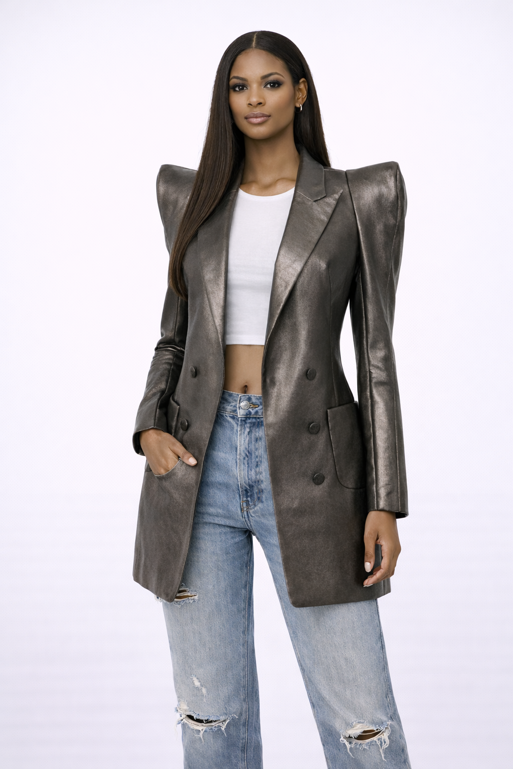 “Extra” Shoulder Blazer Pewter