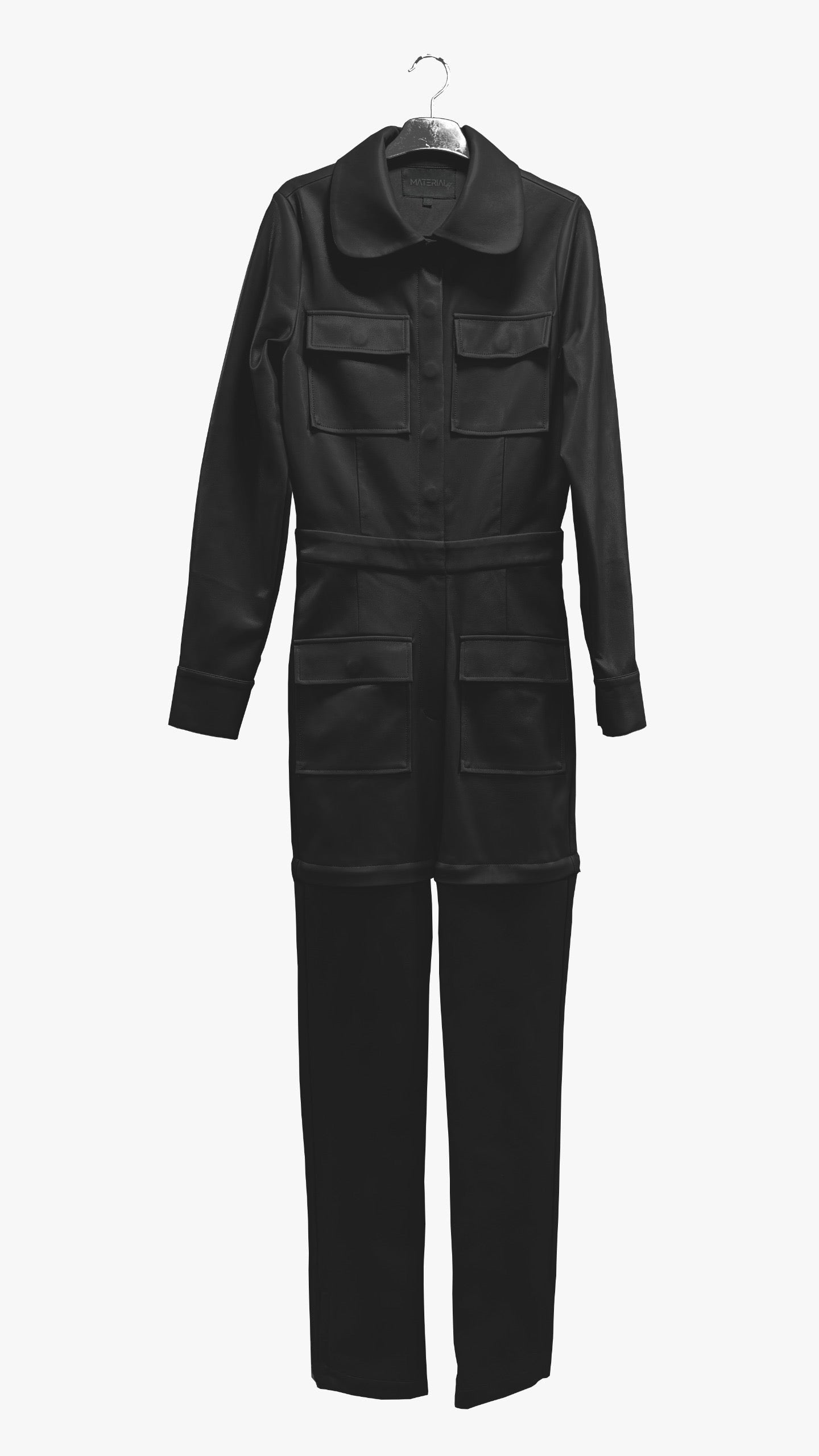 Vegan Leather Cargo Jumpsuit Brown