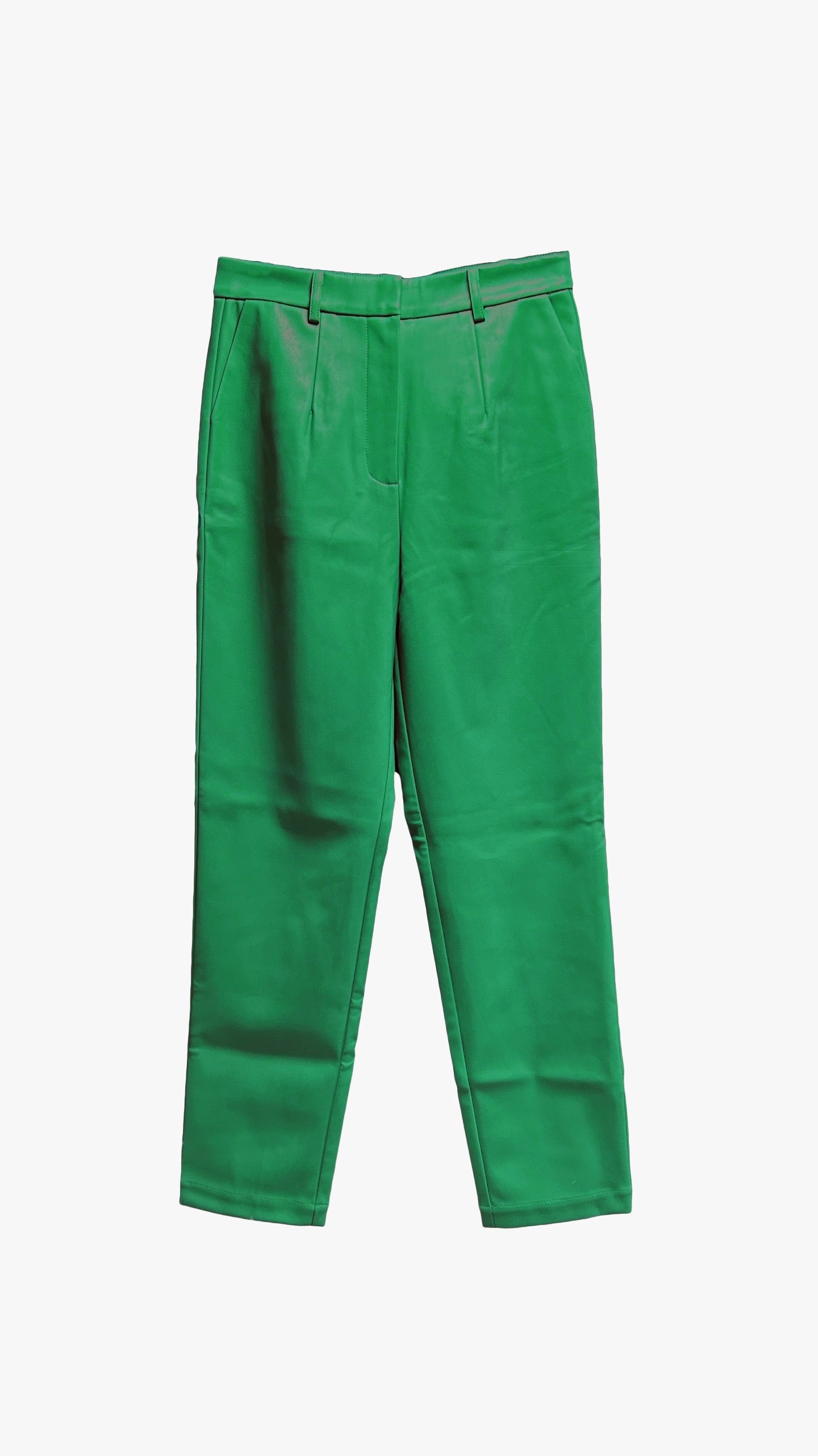 Vegan Leather Straight Leg Pant Kelly Green