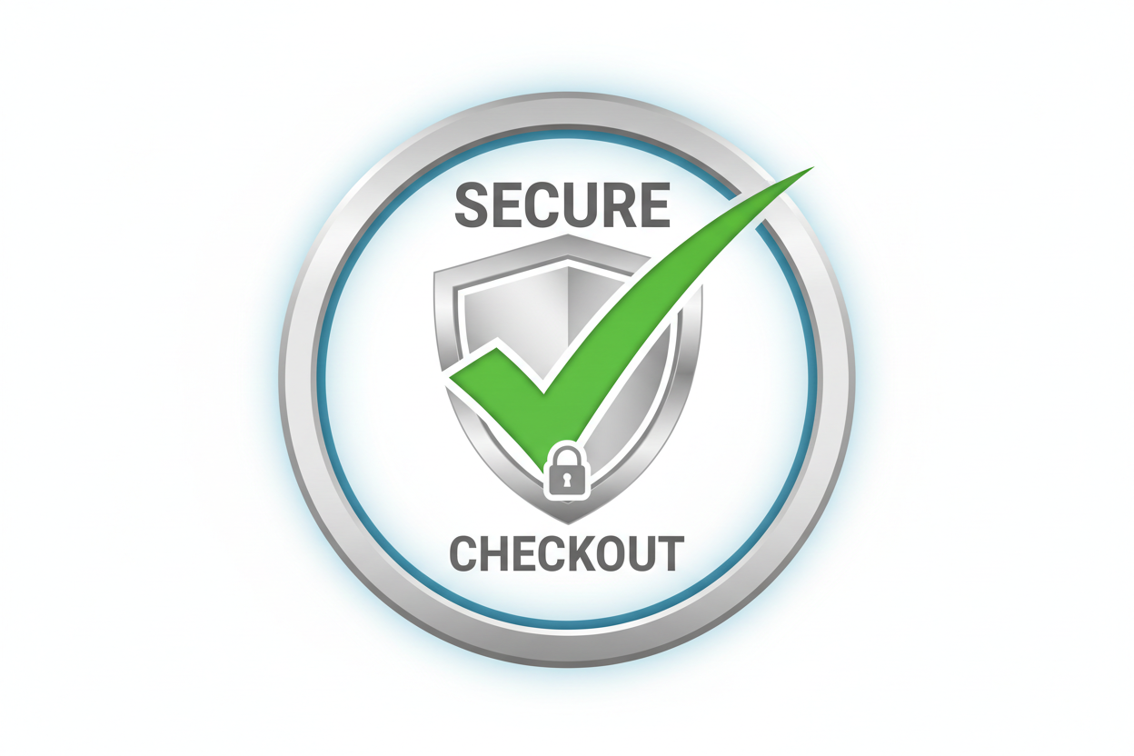 secure checkout with green checkmark