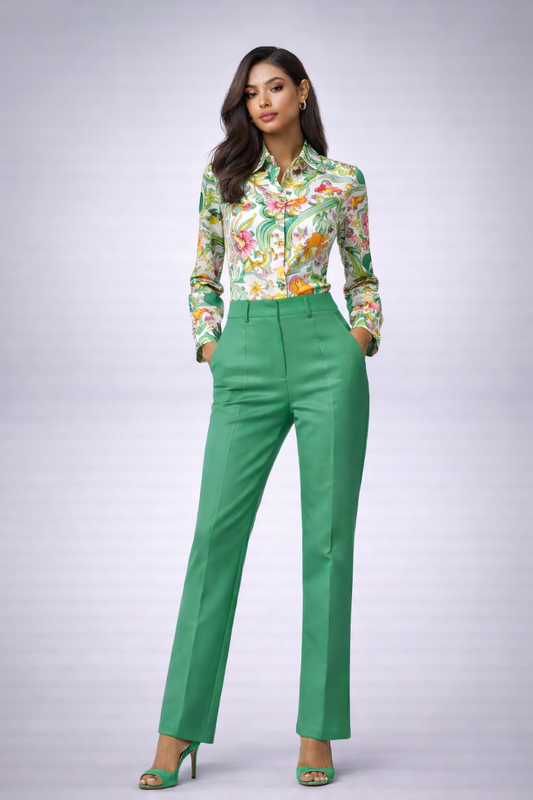 Vegan Leather Straight Leg Pant Kelly Green