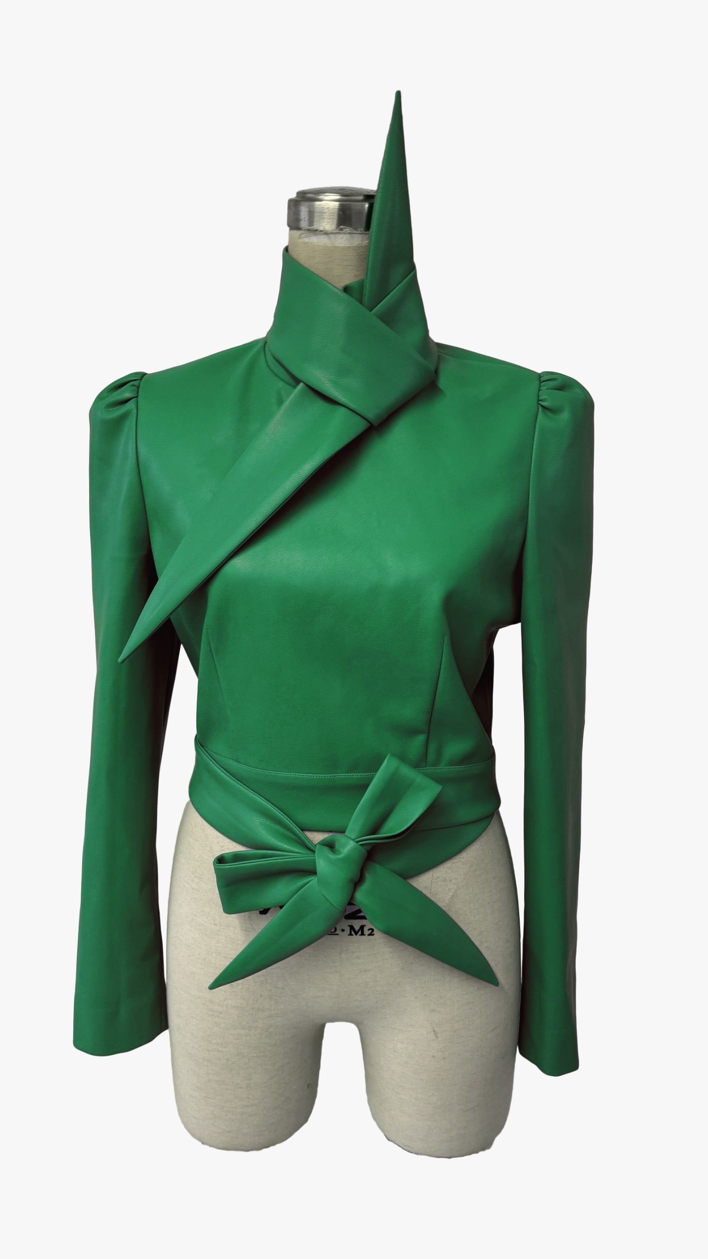 Vegan Leather Tie Top Kelly Green