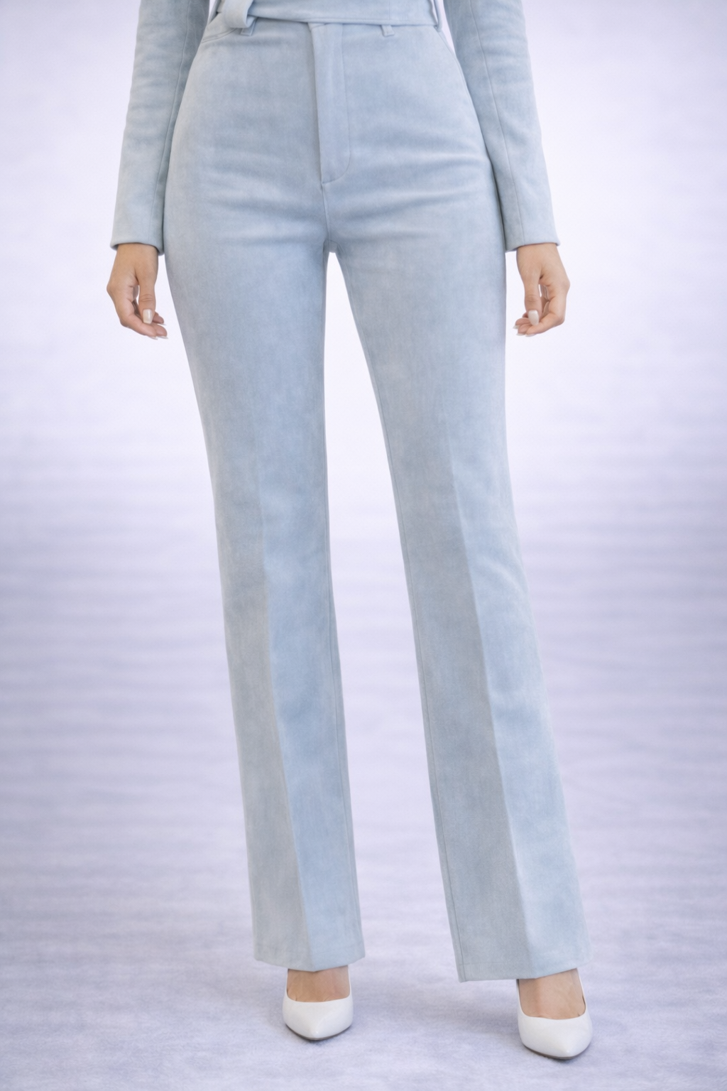 Perfect Fit Trouser Powder Blue Micro Suede