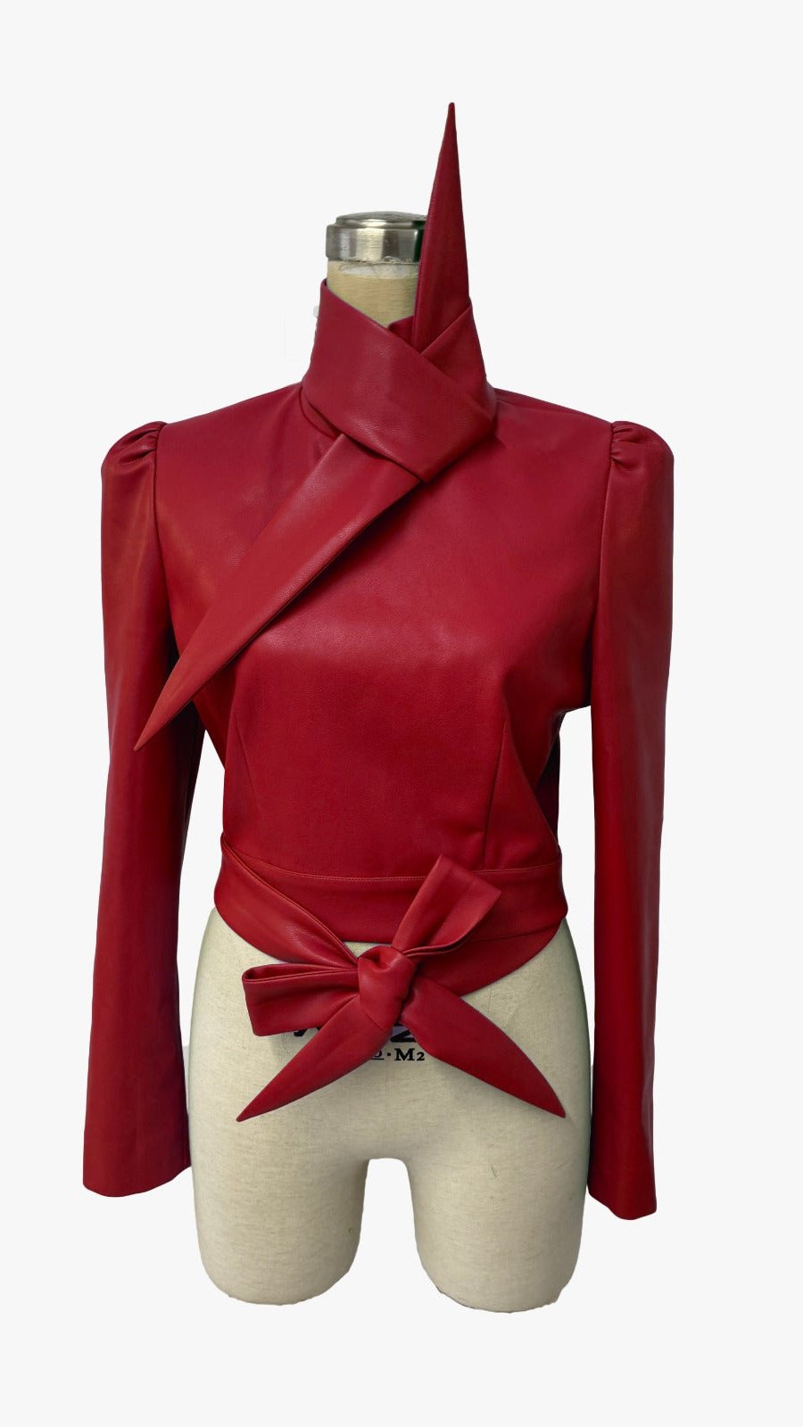 Vegan Leather Tie Top Crimson Red