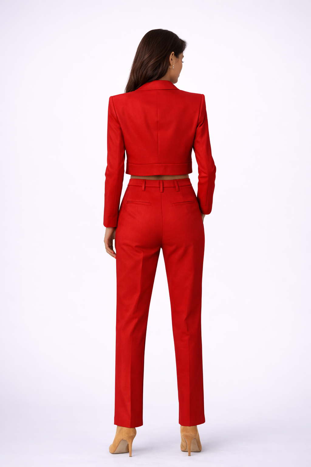 Vegan Leather Straight Leg Pant Crimson Red