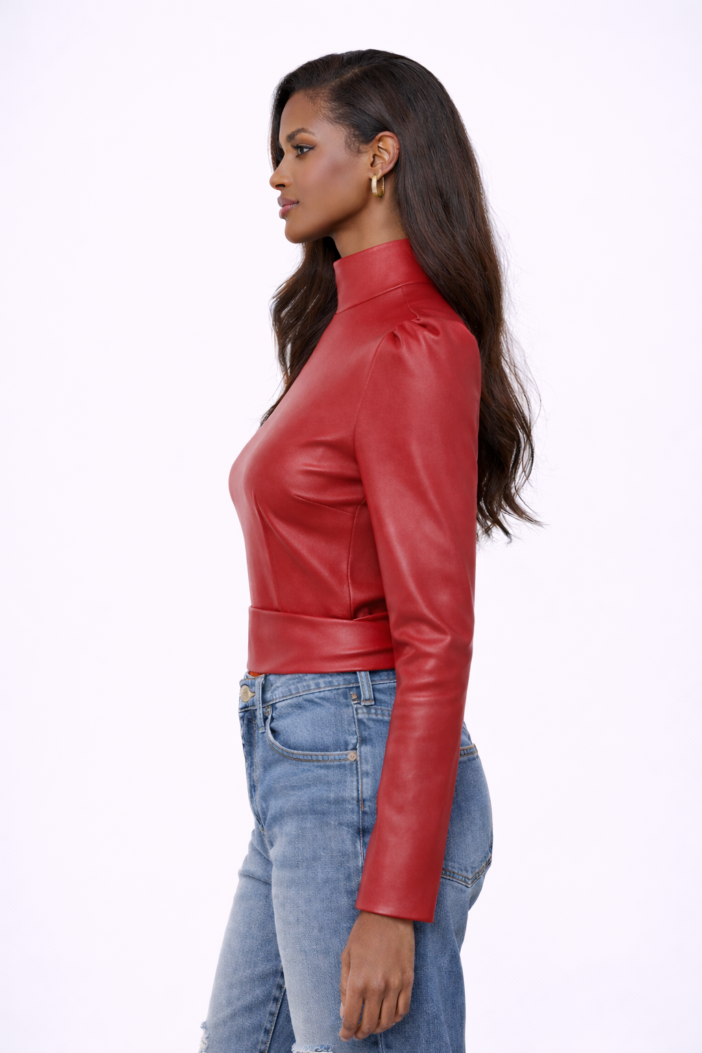 Vegan Leather Tie Top Crimson Red