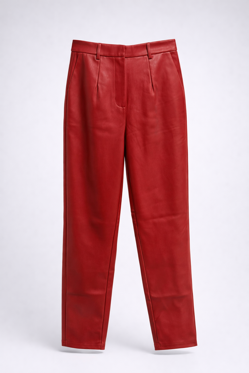 Vegan Leather Straight Leg Pant Crimson Red